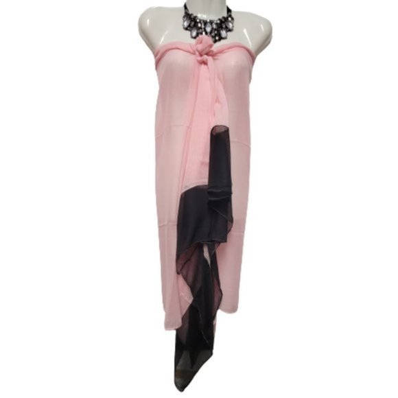 Pink Pareo Scarf Sarong Wrapskirt or Sexy Halter Coverup Dress - Picture 1 of 4